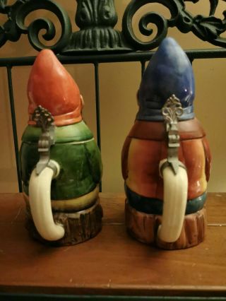 SET 2 Vintage Eckhardt & Engler Beer Stein Gnome Smoking Pipe W.  Germany 430 3