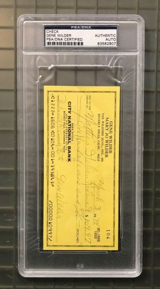 Gene Wilder Signed 1974 Check Autographed Psa/dna Auto Willy Wonka Actor