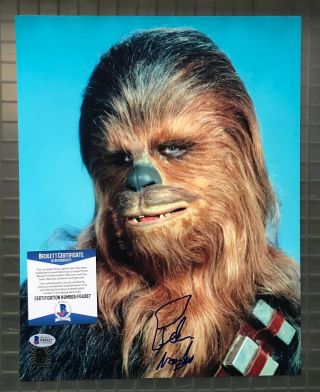 Peter Mayhew Signed Star Wars " Chewbacca " 11x14 Photo Beckett Bas 3