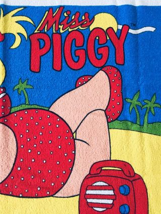 Miss Piggy Muppets Vintage Beach Towel Jim Henson Kermit Frog 1989 4