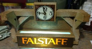 Rare Vintage Falstaff Beer Lighted Clock Sign.