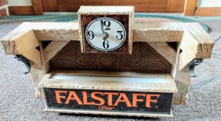RARE Vintage FALSTAFF BEER LIGHTED CLOCK SIGN. 2