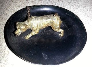 Vienna Or Austrian Bronze Jack Russell Terrier Dog Collar And Chain Pin Dish