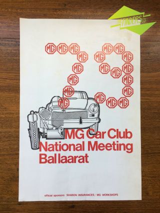 1979 Mg Car Club National Meeting Ballarat Poster Mg Tc Td Mgb Gt Mga