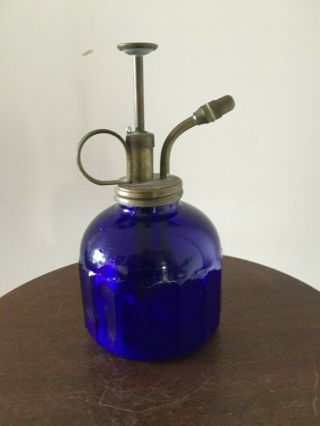 Vintage/antique Cobalt Blue Glass & Brass Plant Atomiser/mister