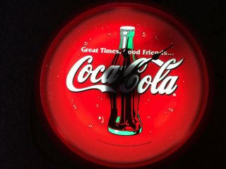 Coca Cola Button Florescent Wall Clock 100 Store Advertising Eletric.