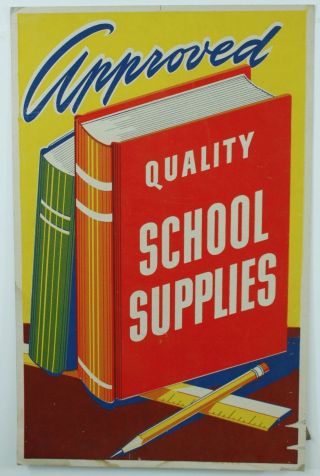 Vintage Back To School Cardboard Table Display 1950s Shop Ad Poster