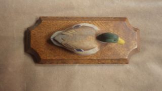 Robert Fowler Miniature Hand Carved Wood Mallard Drake Duck Hand Painted 3x7x3 7