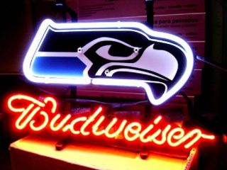 Seattle Seahawk Neon Light Budweiser Bud Football Car Beer Jersey Cap Sign