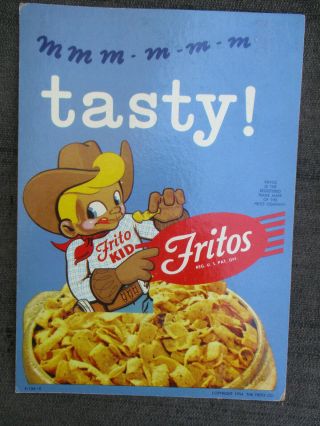 Vintage 1950s Frito Corn Chips Sign W Frito Kid Advertising Character