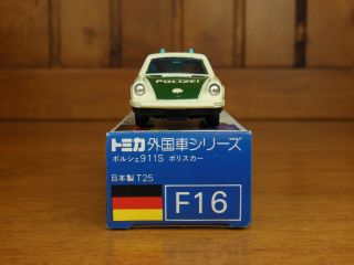 TOMY Tomica F16 PORSCHE 911S Police car,  Made in Japan vintage pocket car Rare 6