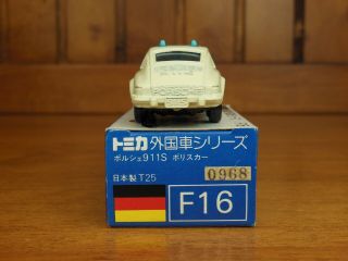TOMY Tomica F16 PORSCHE 911S Police car,  Made in Japan vintage pocket car Rare 7