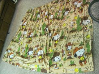 Snoopy / Peanuts Drapes Curtains 2 Panels 60 " Long 64 " Wide Brown