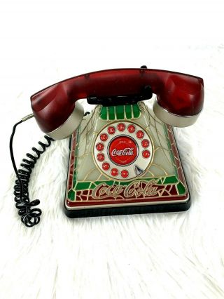 Coca Cola Lighted Stained Glass Phone Telephone Needs Cords