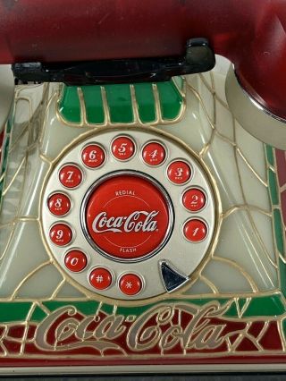 Coca Cola Lighted Stained Glass Phone Telephone Needs Cords 2