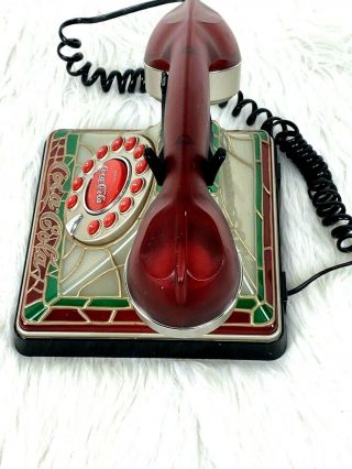Coca Cola Lighted Stained Glass Phone Telephone Needs Cords 3