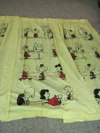 Snoopy / Peanuts Drapes Curtains 3 Panels 59 " Long 38 " Wide Yellow