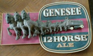 Genesee 12 Horse Ale Vintage 3 - D Beer Advertising Vintage Sign Rare