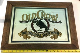 Old Crow Kentucky Straight Bourbon Whiskey " Sour Mash " Mirror Bar Sign