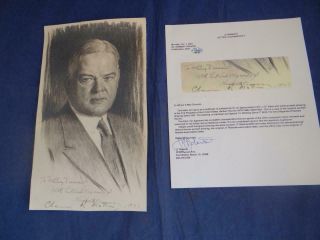 Herbert Hoover (1874 - 1964) Autographed B&w Portrait Drawing Print W/coa Tm6336