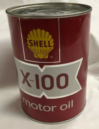 VINTAGE SHELL X - 100 1 Quart Motor Oil Can MINTY 3