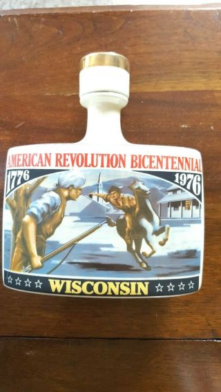 Wisconsin Early Times 1776 American Revolution Bicentennial 1976 Decanter Bottle