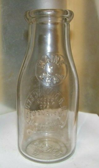 vintage pint milk bottle R.  B.  Dunning & Co Seeds & Implements Bangor,  Me - Maine sea 2