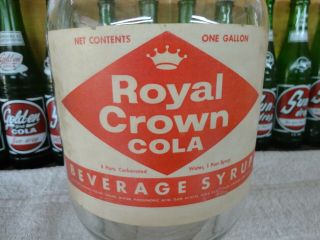 ROYAL CROWN COLA SODA FOUNTAIN SYRUP PAPER LABEL 1 GAL JUG RED LABEL CLEAR GLAS 2