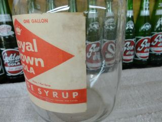 ROYAL CROWN COLA SODA FOUNTAIN SYRUP PAPER LABEL 1 GAL JUG RED LABEL CLEAR GLAS 4