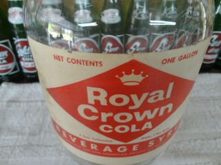 ROYAL CROWN COLA SODA FOUNTAIN SYRUP PAPER LABEL 1 GAL JUG RED LABEL CLEAR GLAS 5