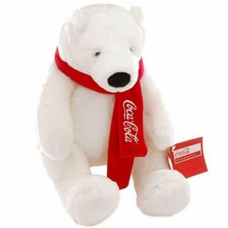 Tomy Coca - Cola 8 " Plush Scarf Polar Bear Wt Tags Official Toy - L72000