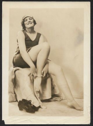 Vintage 1920s Leg Show Bathing Beauty Pin - Up Flapper Charles Sheldon Photograph