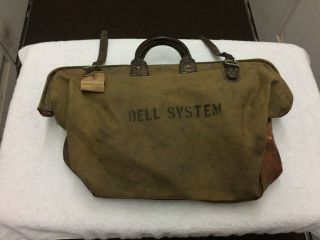 Vintage Bell System Lineman’s Canvas & Leather Tool Bag Utility Bag