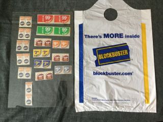 (30) Blockbuster Video Store Label Stickers And Plastic Bag Old Stock