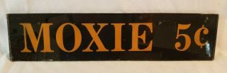 Antique Heavy Glass Moxie 5 Cent Sign