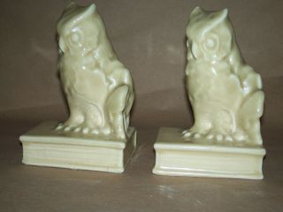 Rookwood Owl Bookends Pair Art Pottery,  Marked 2655 So IT 1955 Tan Color Signed 5
