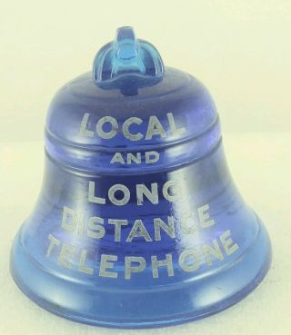 Vintage Bell Telephone Missouri Kansas Cobalt Blue Glass Paperweight