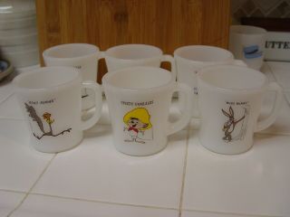 Set Of 6 Warner Bros.  Cartoon Fire - King Coffee Mugs Tweety Bugs Sylvester Speedy