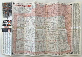 1954 CLARK Oil & Gas Service Station NORTH SOUTH DAKOTA Road MAP Adv VINTAGE 4