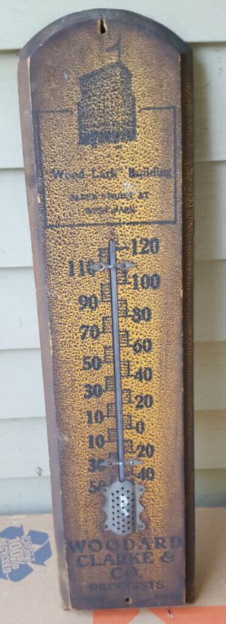 Antique Woodard,  Clark & Co.  Druggist Wood Thermometer