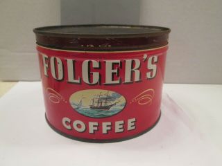 Folgers Coffee Can,  Outside Is Ok,  Inside Is Shiny,  Empty 3 1/2 Tall