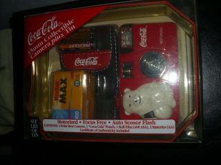 Vintage Coca Cola 35mm Collectible Bear Camera W/ Tin & Film In Package