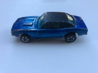 1968 Hot Wheels Redline Custom Camaro Blue,  Blue Int.  Black Roof