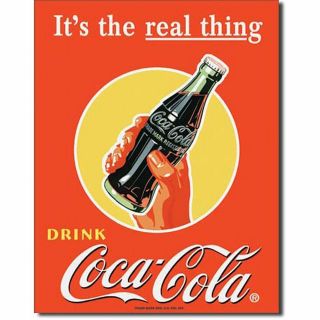 Coca Cola Coke Real Thing Bottle Advertising Vintage Retro Style Metal Tin Sign