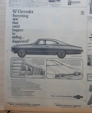 1966 Newspaper Ad For Chevrolet - 