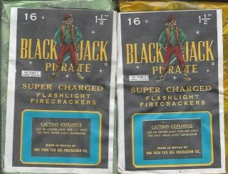 6 CLASS FIVE BLACK JACK PIRATE BRAND FIRECRACKER LABELS LOGO ' S 2