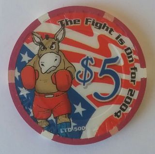 $5 RIVIERA HOTEL & CASINO CHIP FROM LAS VEGAS,  NEVADA LTD 500 THE FIGHTS IS ON 2