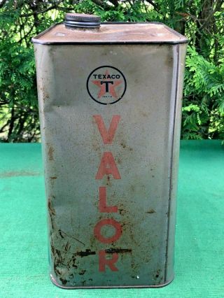 Antique Texaco ' VALOR  THE TEXAS COMPANY ' 2 - Gallon Motor Oil Can 3