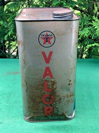 Antique Texaco ' VALOR  THE TEXAS COMPANY ' 2 - Gallon Motor Oil Can 4