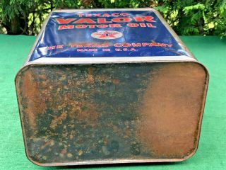 Antique Texaco ' VALOR  THE TEXAS COMPANY ' 2 - Gallon Motor Oil Can 5